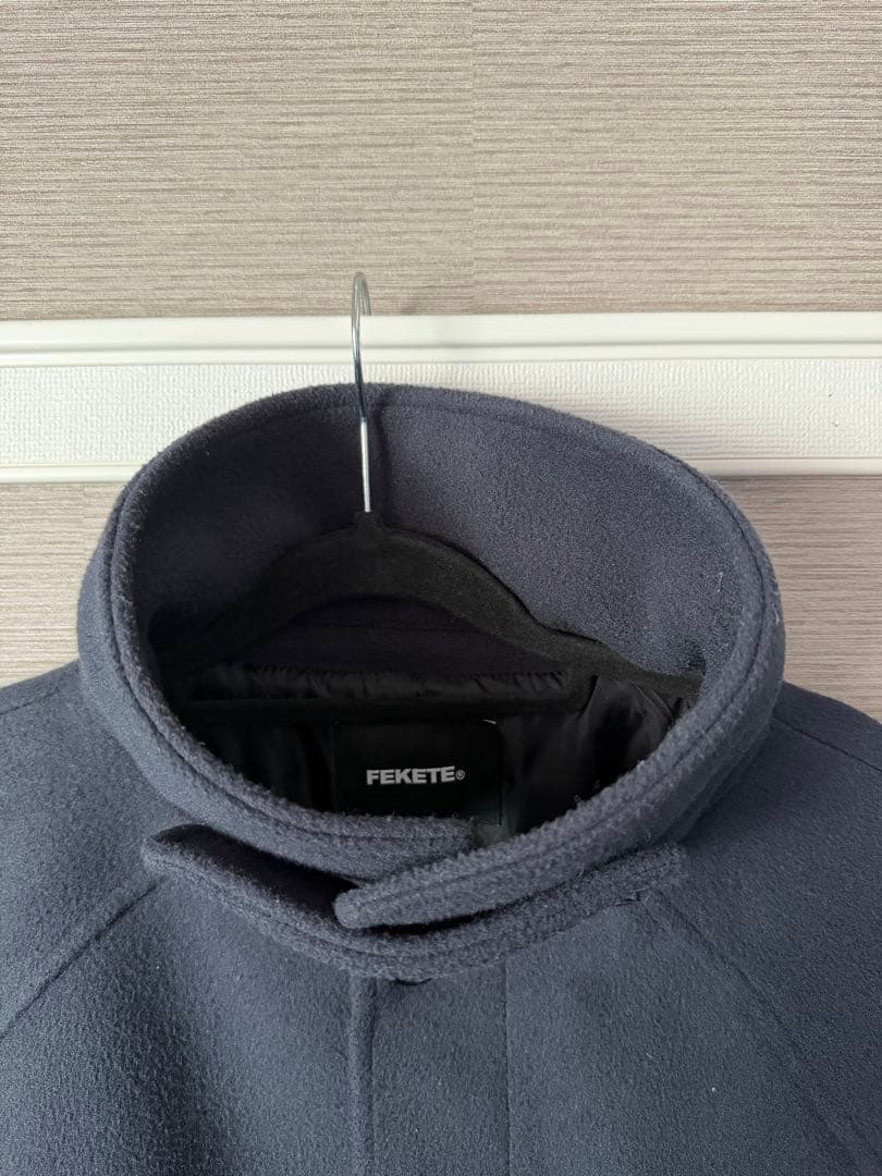 FEKETEオーバーフィットロングステンカラーコートSMALL