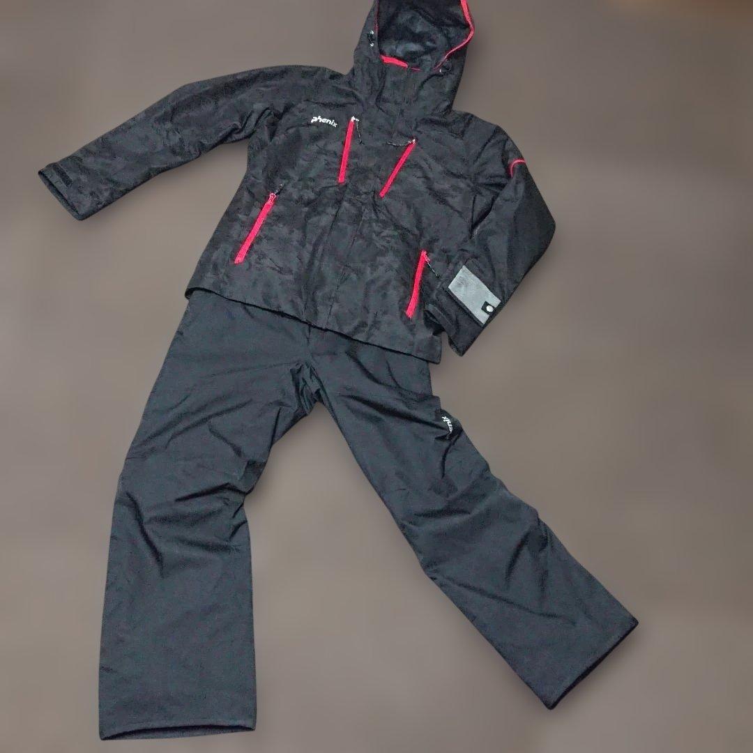 送料無料【Phenix】ブラックスキーウェア上下セットアップ M/M