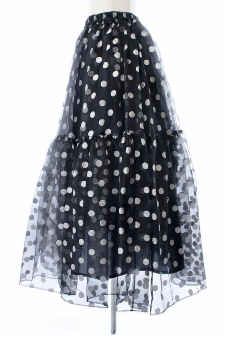 新品未使用　OBLI シルバードットオーガンジースカート