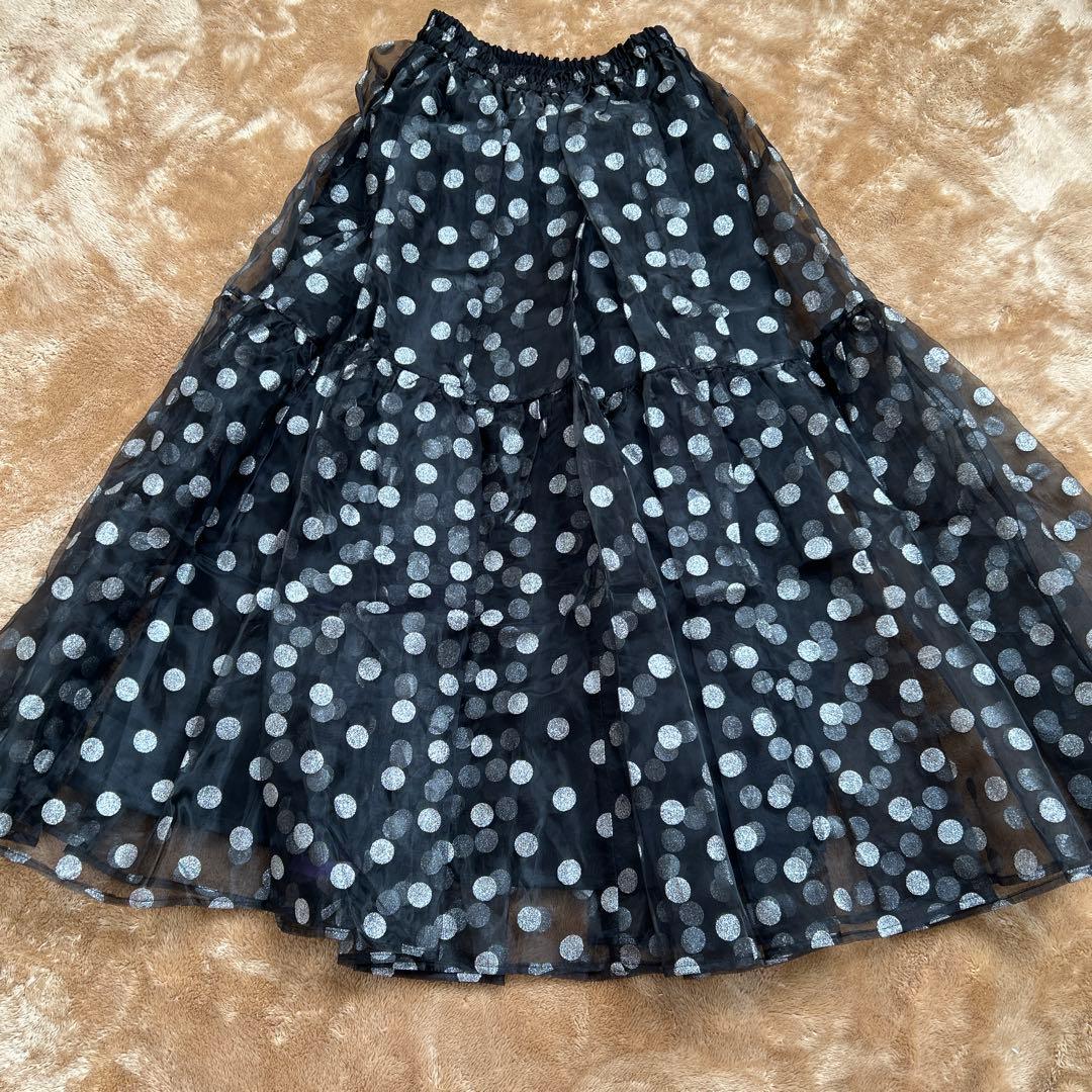 新品未使用　OBLI シルバードットオーガンジースカート