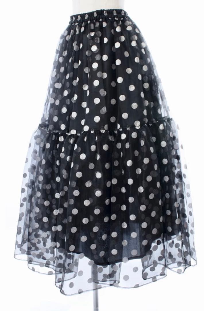 新品未使用　OBLI シルバードットオーガンジースカート