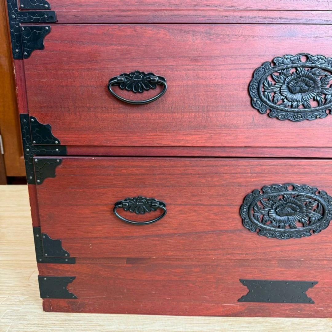 『破格早い者勝ち』民芸家具 欅材 整理箪笥 時代箪笥 3段チェスト 鉄金具 ①