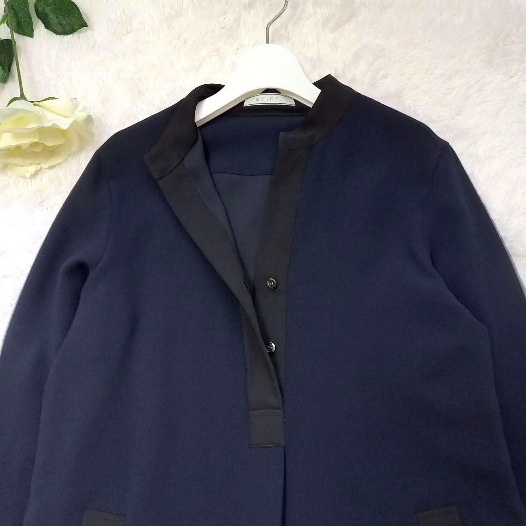 定価4.4万 ☆美品《BEIGE》24SS スキッパードレス ネイビー×ブラック