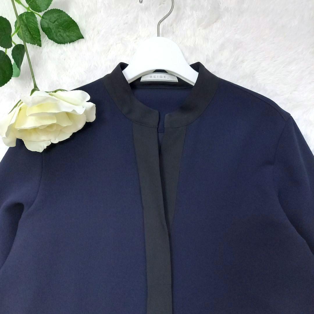 定価4.4万 ☆美品《BEIGE》24SS スキッパードレス ネイビー×ブラック