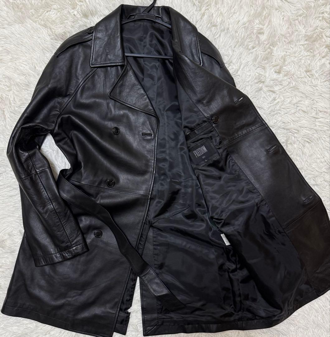 FREEDOM ラムレザー　トレンチコート　Size L 羊革