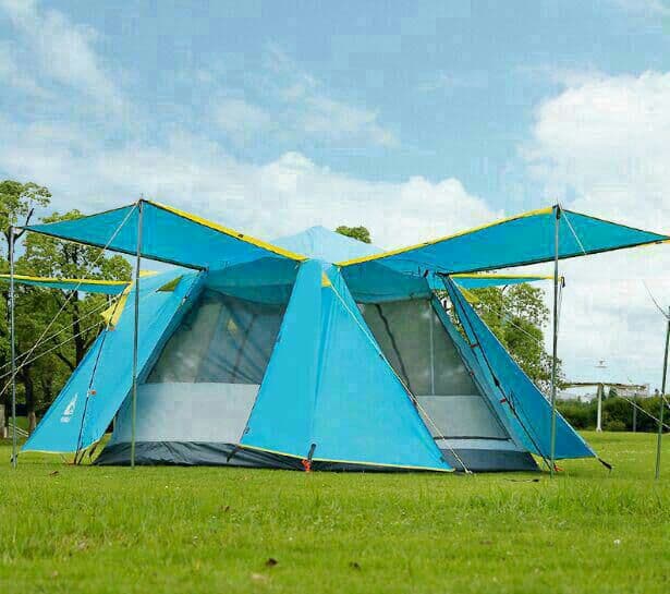 設営簡単 4-5人用テント アウトドア コンパクト 前室あり二重層防水新品未使