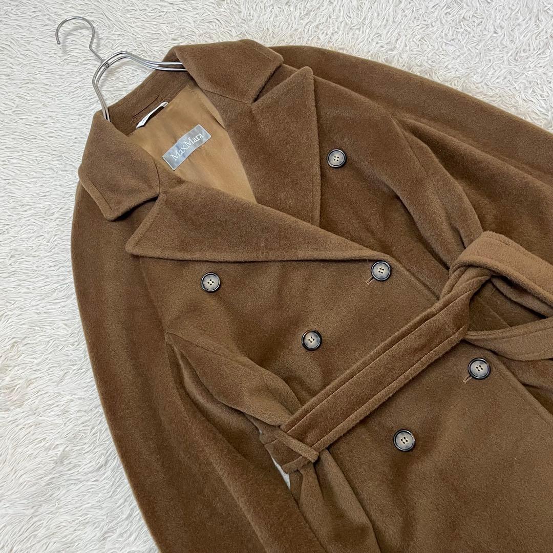 【最高級】マックスマーラ ベルテッドコート ベルト 女優襟 銀タグ キャメル42