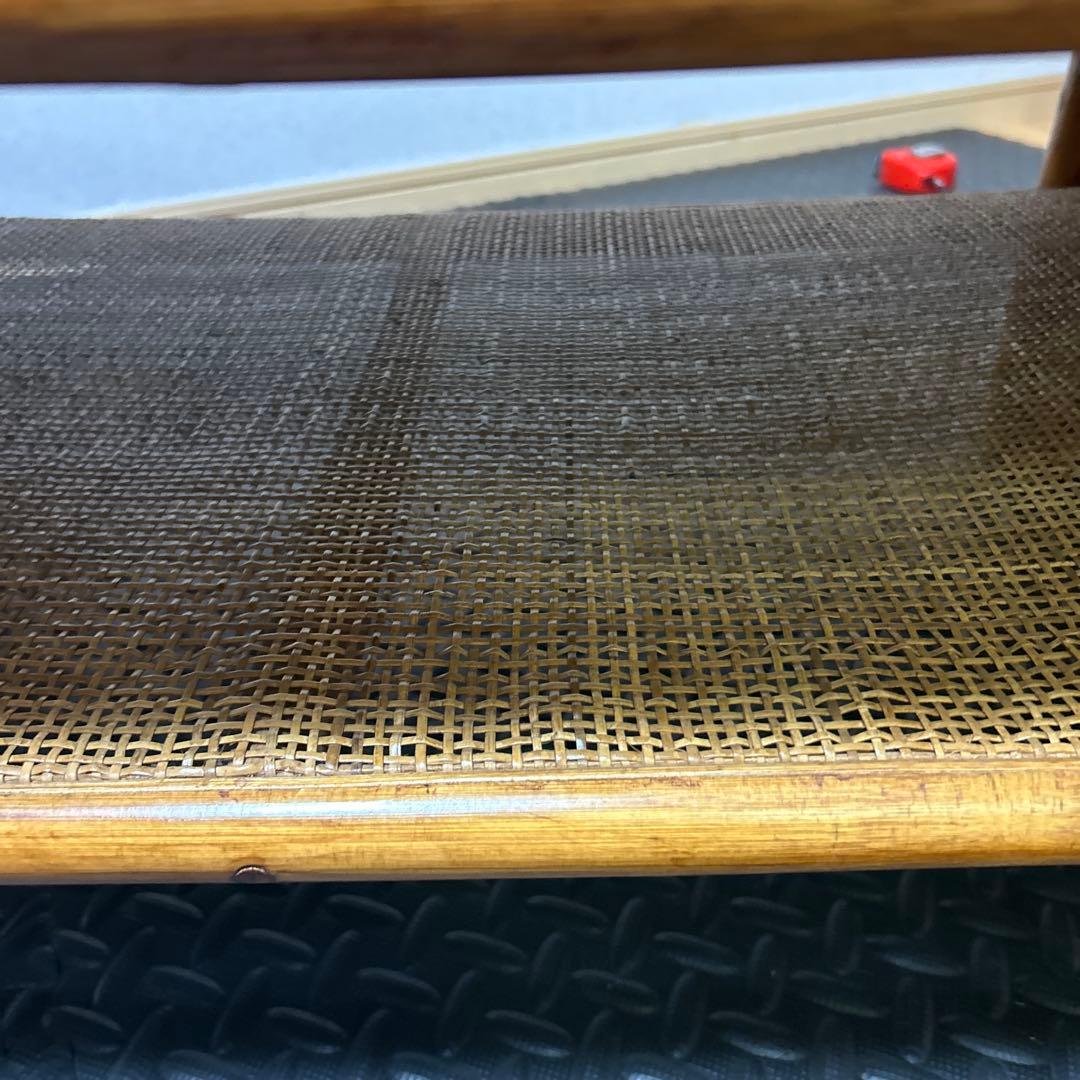 【良品】昭和レトロ ラタン ガラス天板 センターテーブル ローテーブル