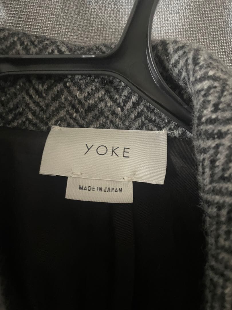 ジャケット・アウター YOKE19awDOUBLE JQUARDKNITBAL COLLAR COAT