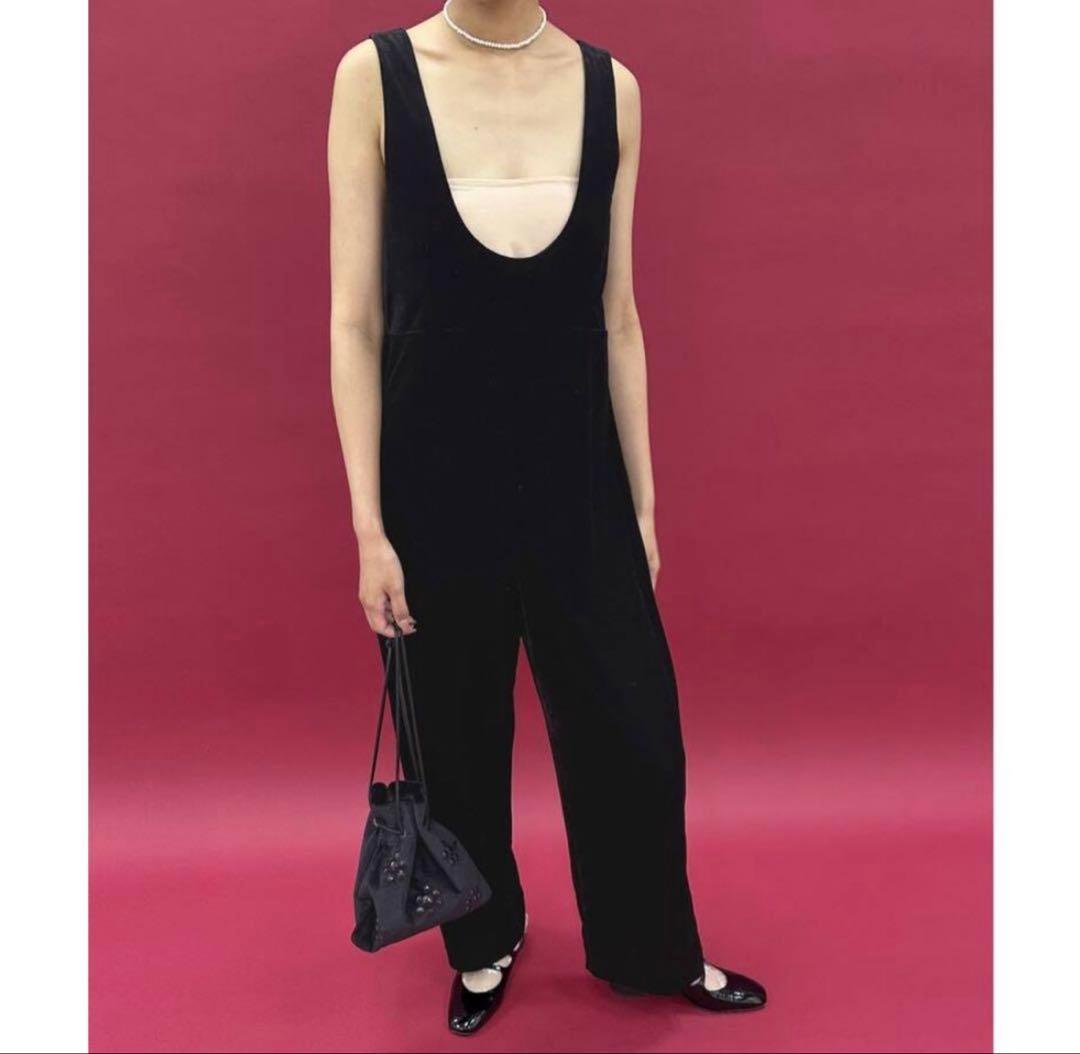 完売　editforlulu ベロアオールインワン　ブラック