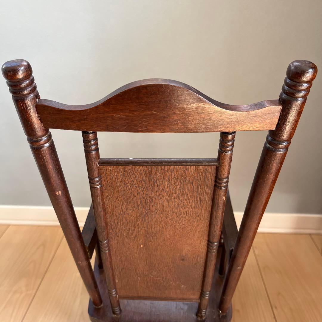 【木製ロッキングチェア】ドール　花柄　ブラウン