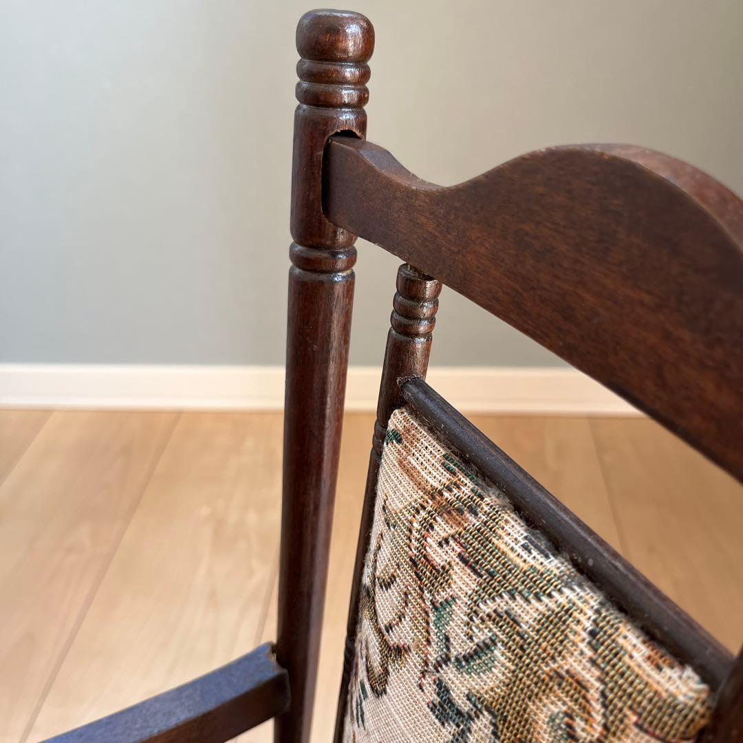 【木製ロッキングチェア】ドール　花柄　ブラウン