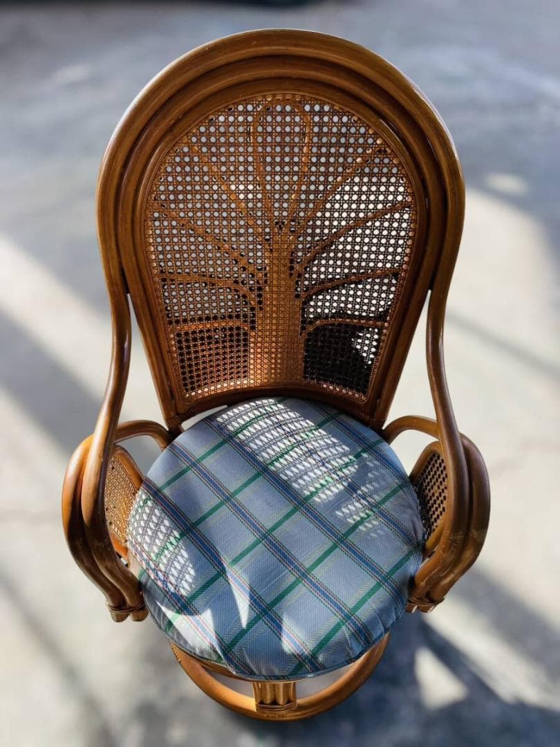 【美品/籐家具】ラタン 回転式座椅子 サイズ:幅61×奥行56×高さ103cm