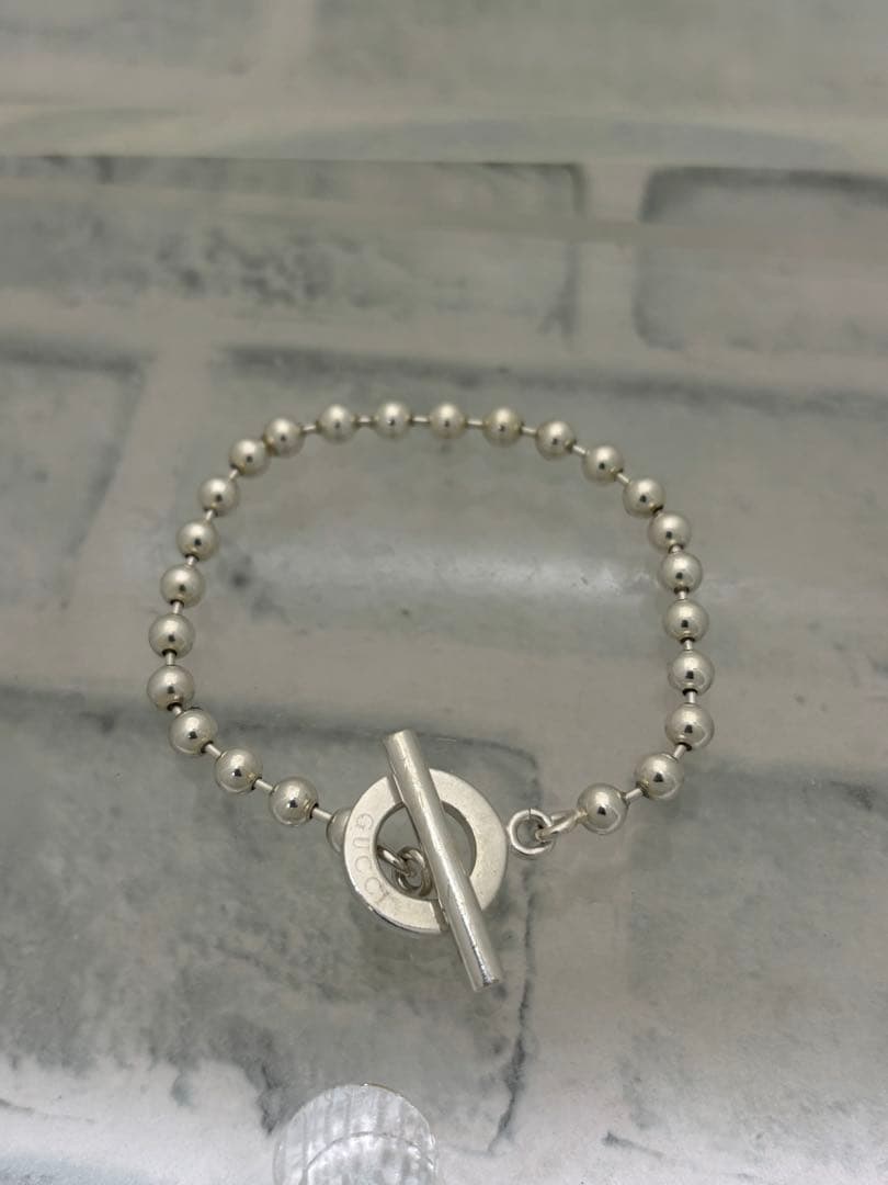 希少　オールドグッチ　GUCCI ラリアット　Tバー　ボールチェーン　ブレス