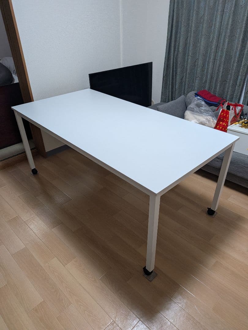 180×90 ホワイトミーティングテーブル キャスター付き