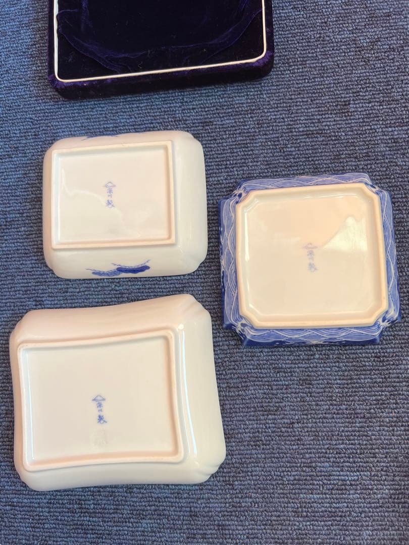 1252 深川製磁　絵皿　3客　金彩　未使用