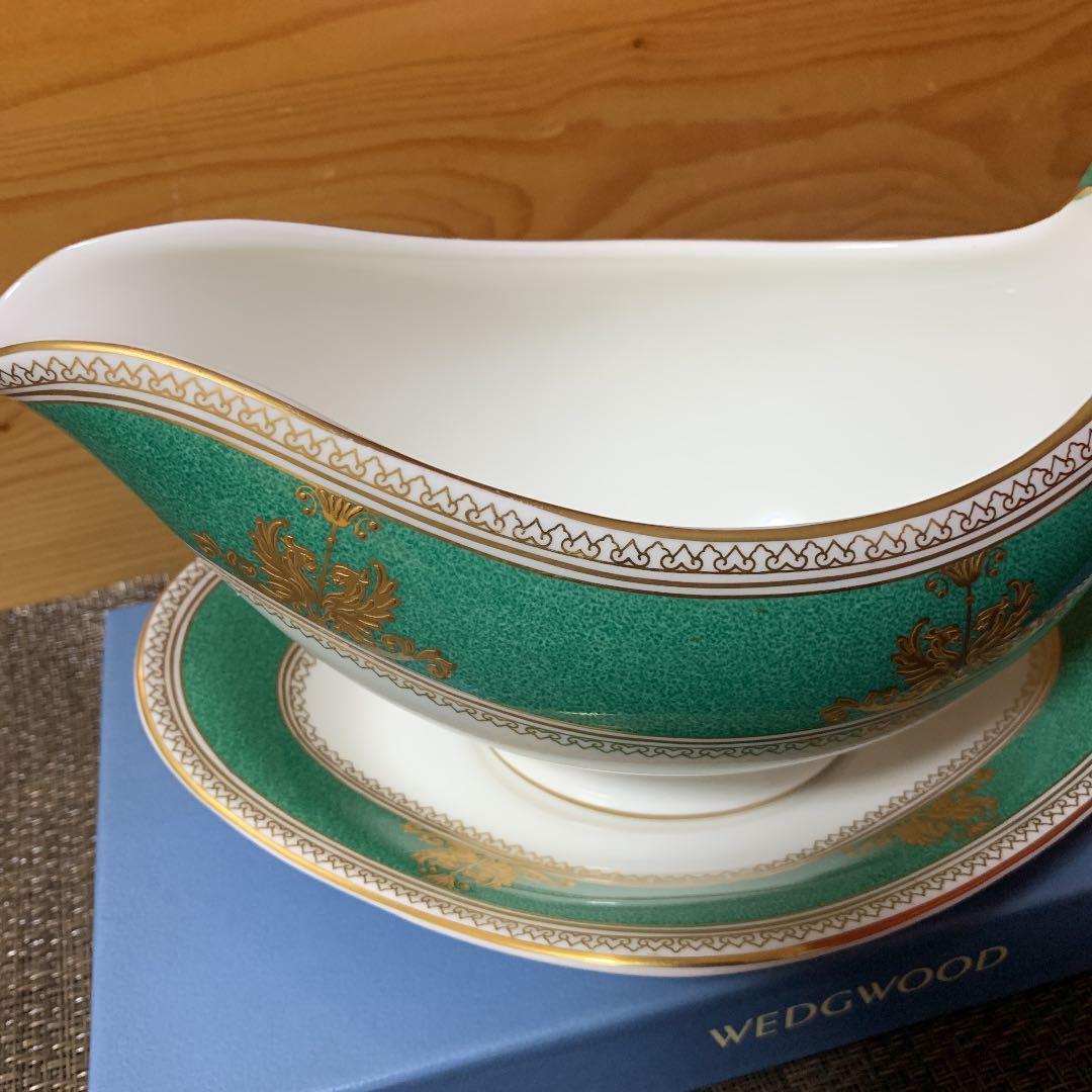 希少　ウェッジウッド コロンビア　パウダーグリーン　ソースボード　ソースポット