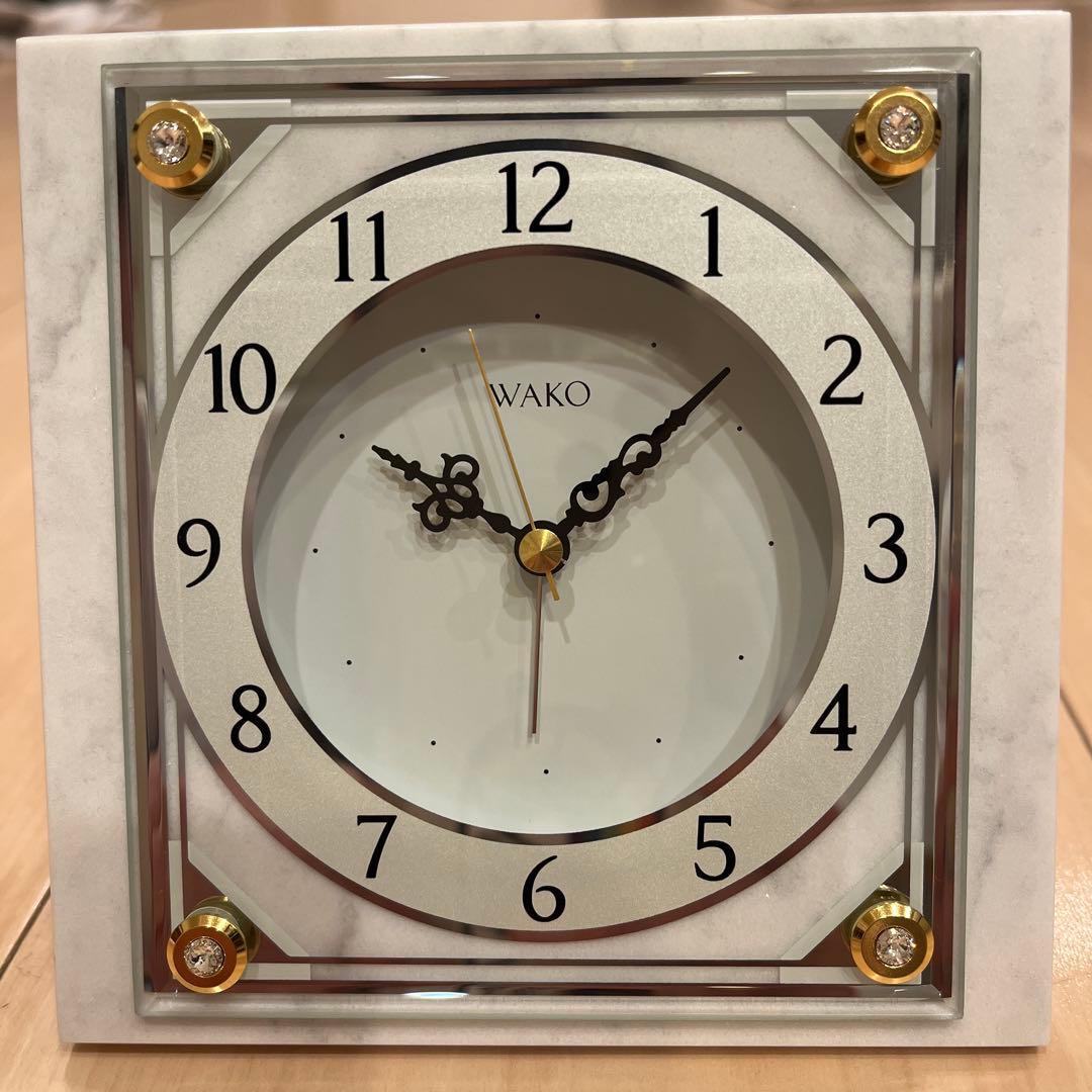WAKO 置時計 マーブル調 約11cm