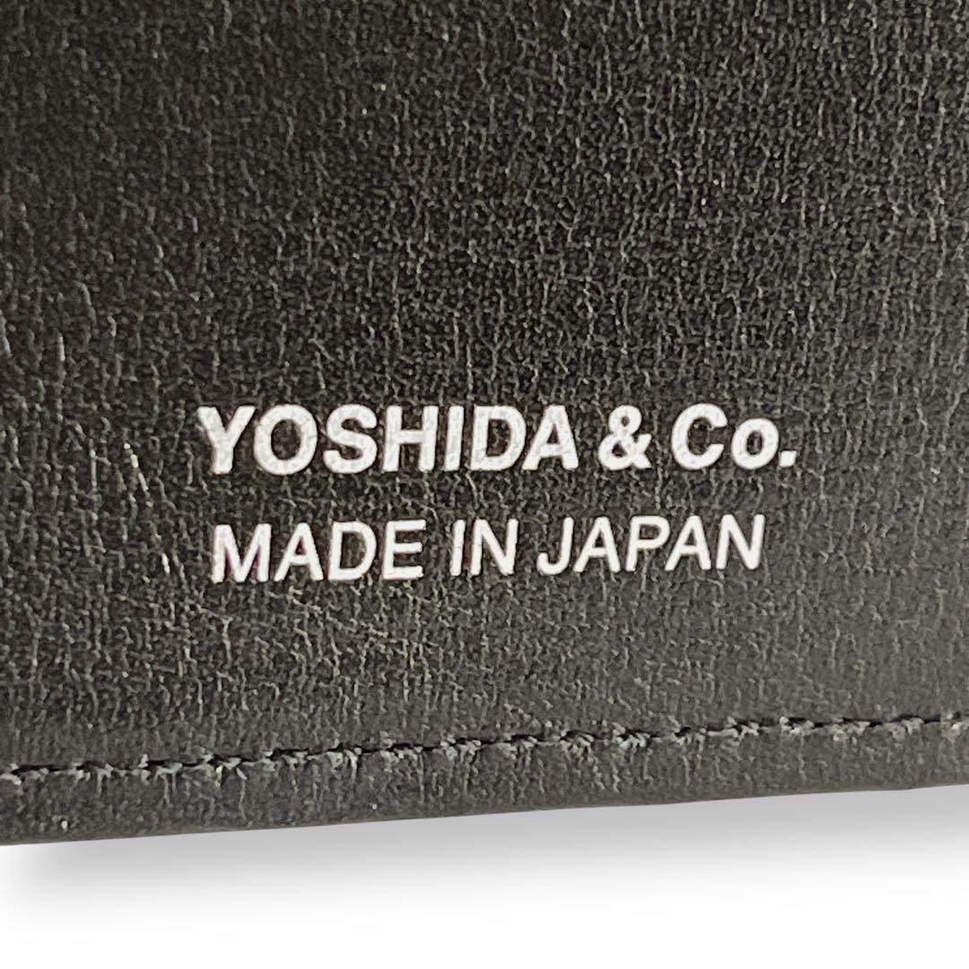 ポーター　プリュム　二つ折り財布　ロゴプレート　コンパクトウォレット　レザー　黒