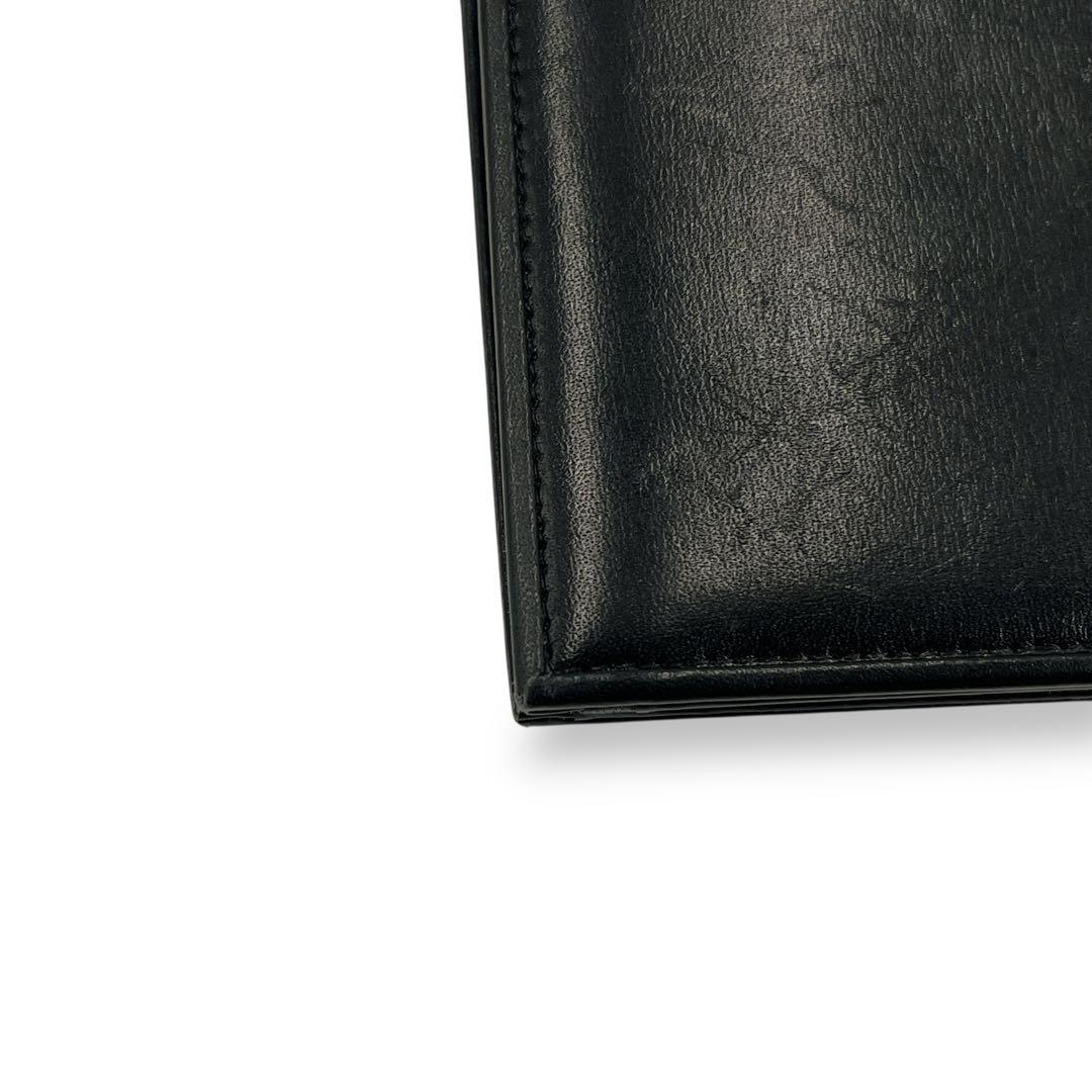 ポーター　プリュム　二つ折り財布　ロゴプレート　コンパクトウォレット　レザー　黒