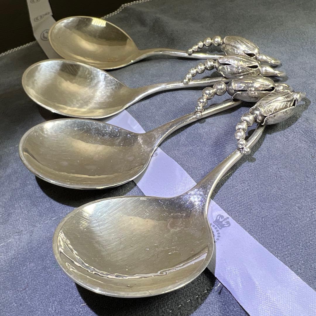 ジョージジェンセン　激レアブロッサムsterling925 シュガースプーン4本