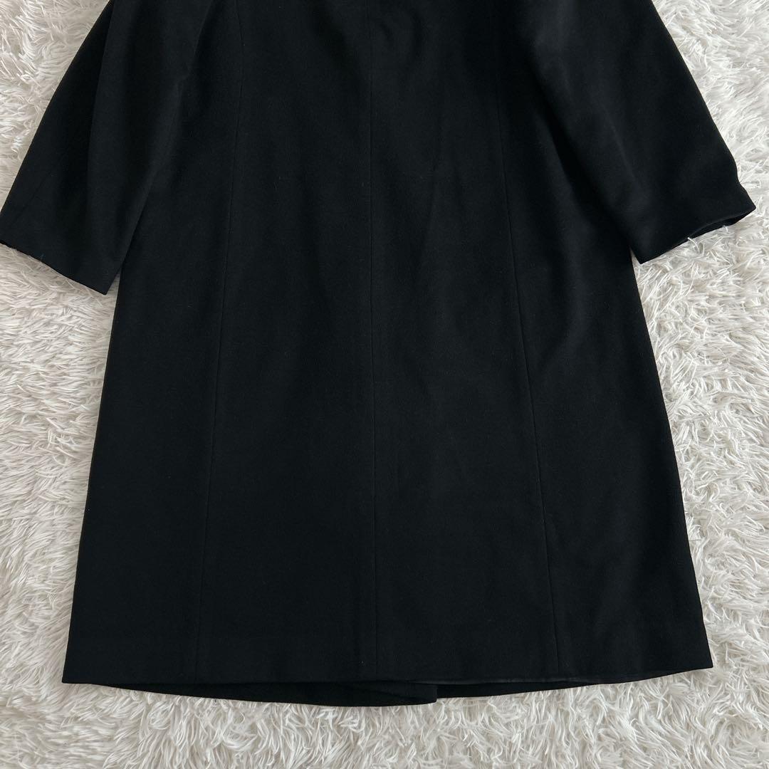 ヴィンテージ カシミヤ100% ロングダブルチェスターコートL 黒 112cm