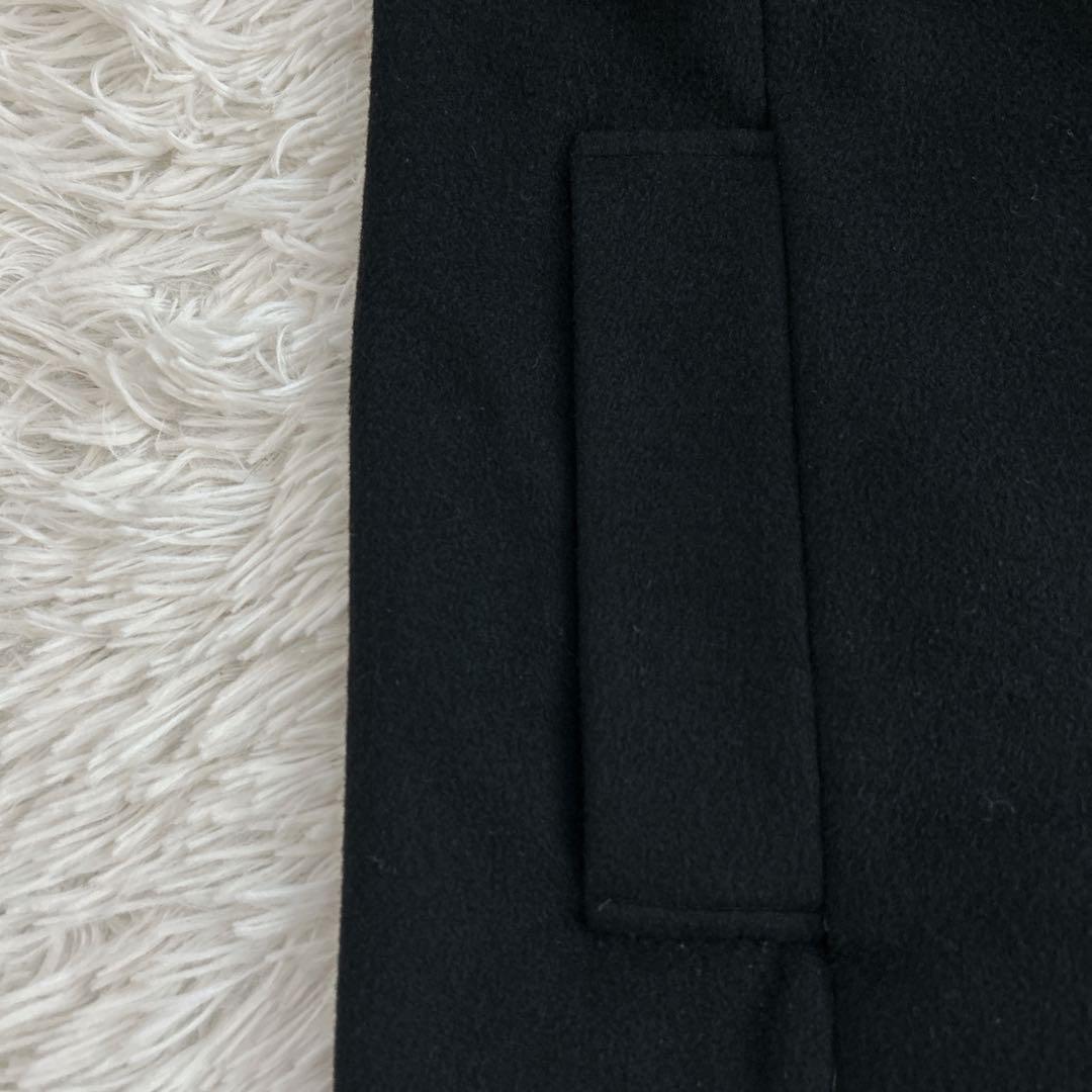ヴィンテージ カシミヤ100% ロングダブルチェスターコートL 黒 112cm