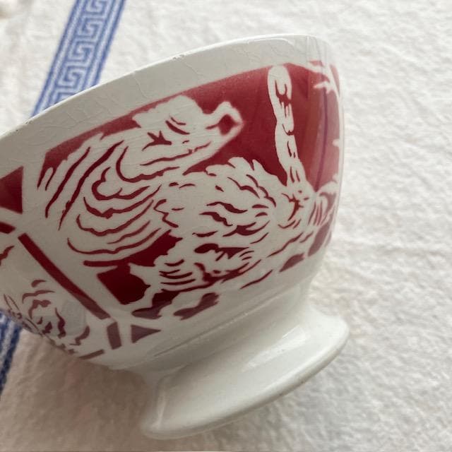 ◆レア◆リュネヴィル白鳥カフェオレボウル赤スワンサルグミンヌ雅姫さんハグオーワー