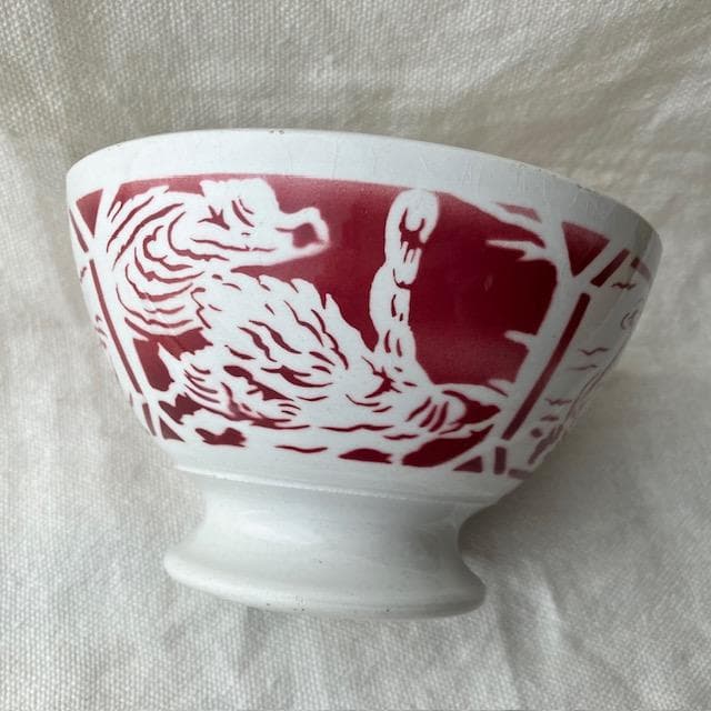 ◆レア◆リュネヴィル白鳥カフェオレボウル赤スワンサルグミンヌ雅姫さんハグオーワー