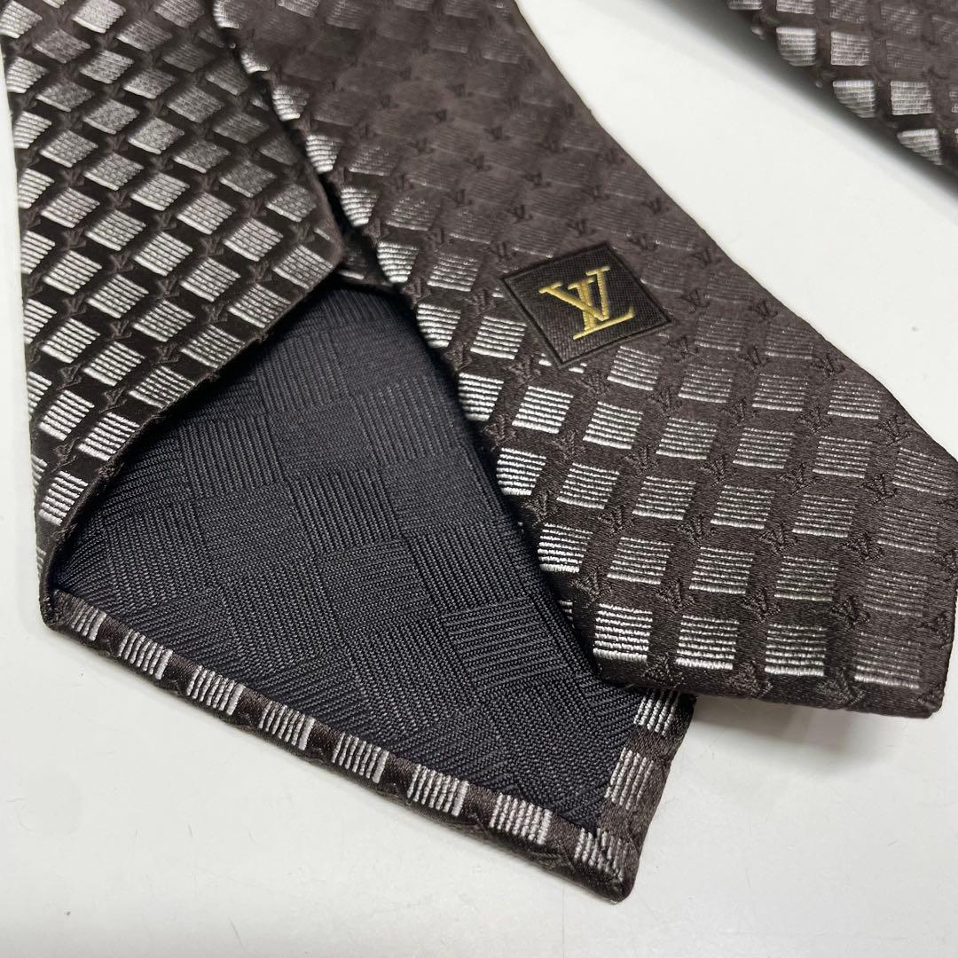 や*す様 LOUIS VUITTON シルク ネクタイ ブラウングレー系