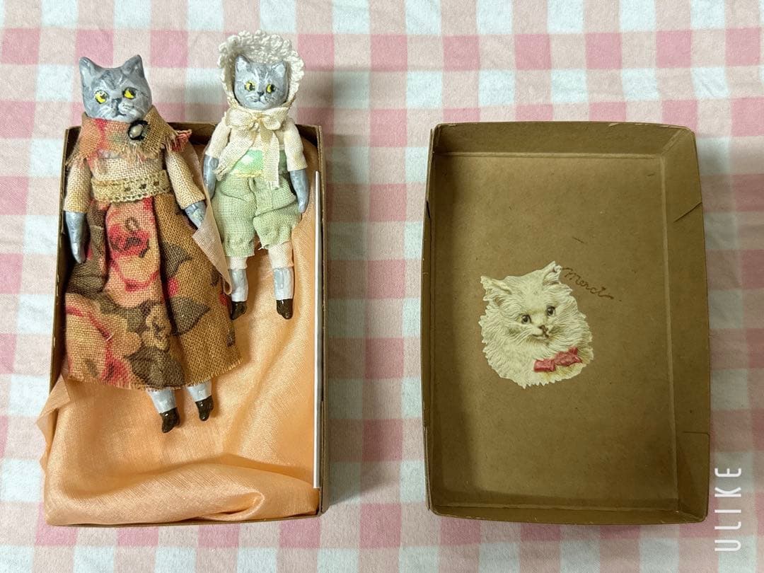 日本大人気作家　もへじ　猫の人形2体セット