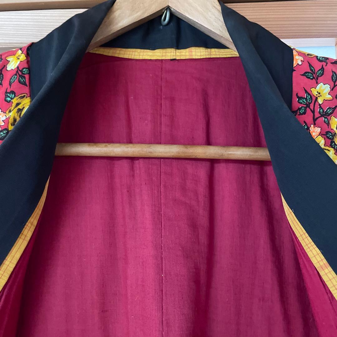 かいまき布団 和装寝具 手縫い 花柄 幾何学模様 【昭和レトロ】【アンティーク】