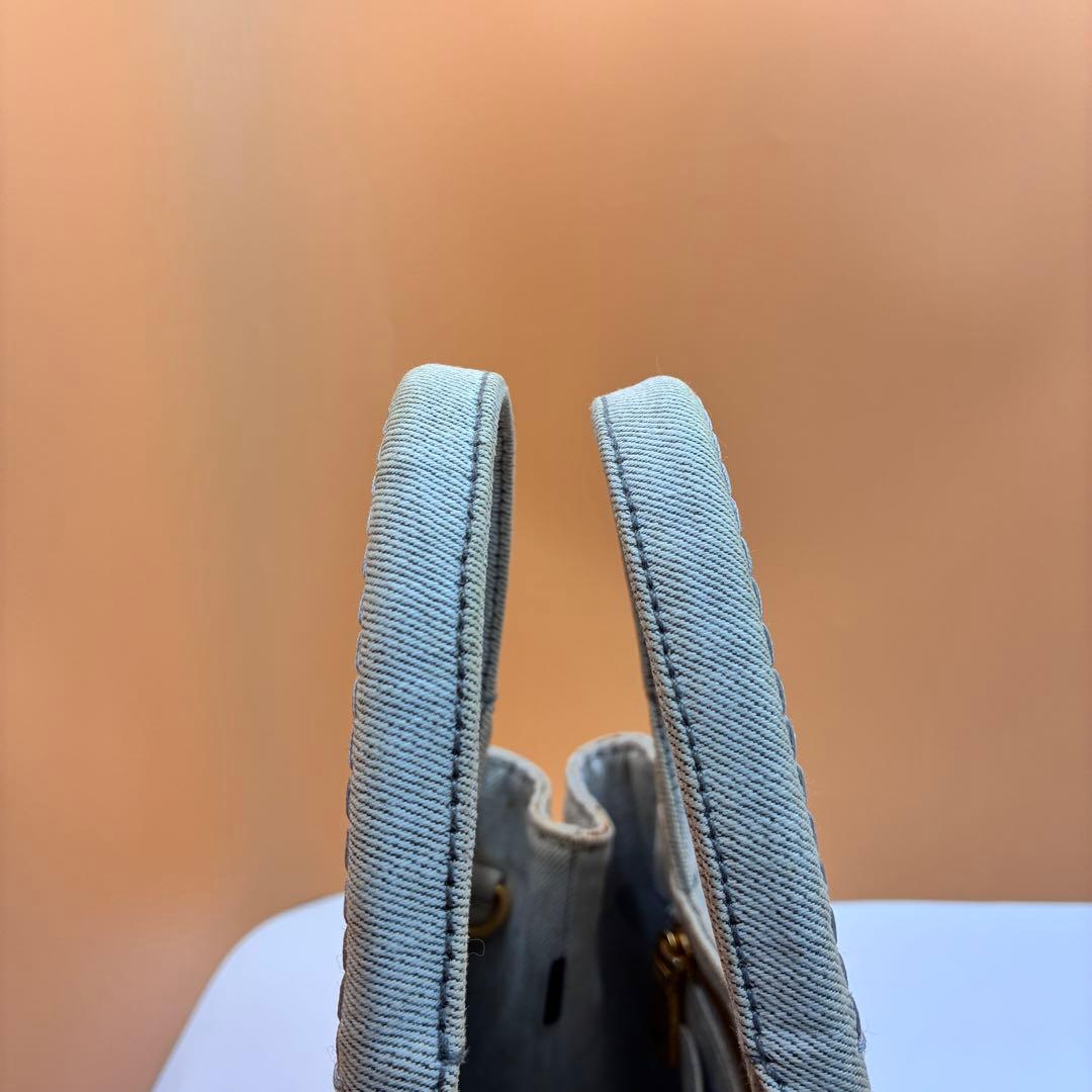 プラダ Prada カナパ デニム トートバッグ ロゴ デニムトート レディース