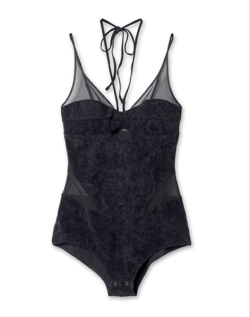 下着・アンダーウェア FETICO SHEER PANELED VELOUR BODYSUIT