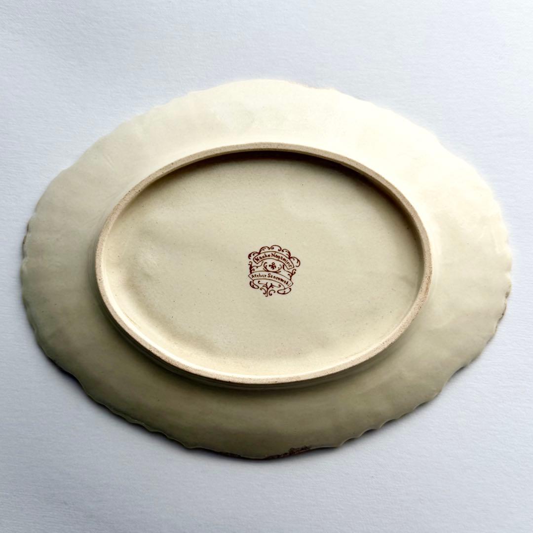 【新品・未使用】長峰菜穂子 絵皿 花柄 ケーキプレート ブラウン