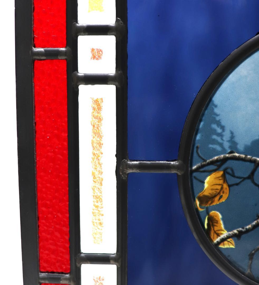 特大 二匹のショウジョウコウカンチョウ ヴィンテージ ステンドグラス アクリル