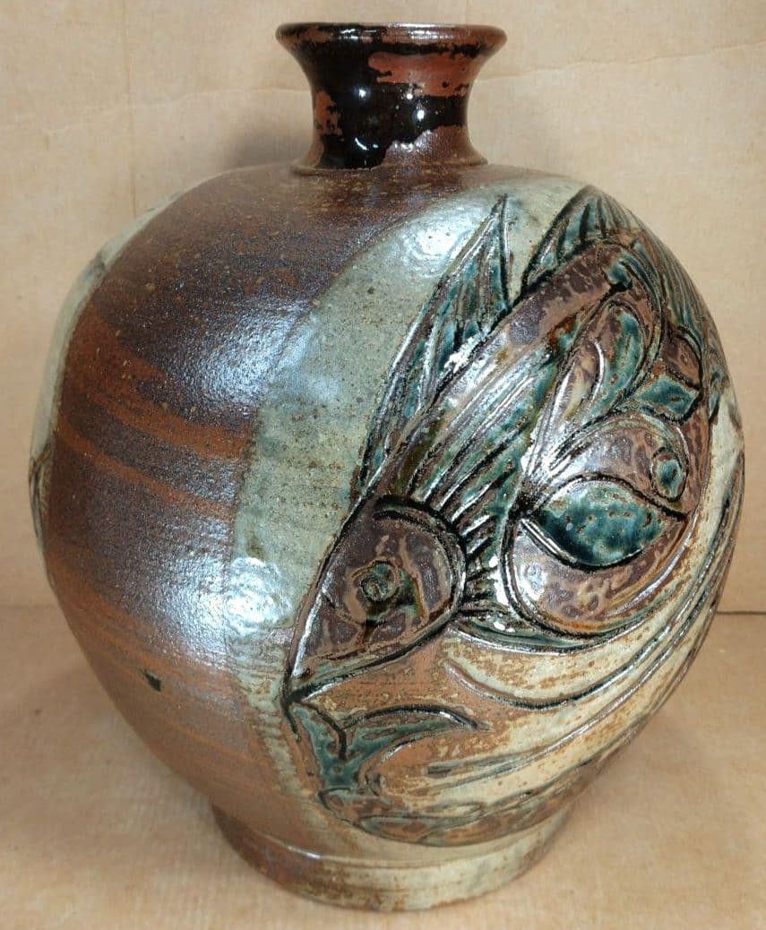 【本物保証】金城次郎 丸壷大 共箱 栞 人間国宝 美品 壷屋焼 壺屋焼 希少品