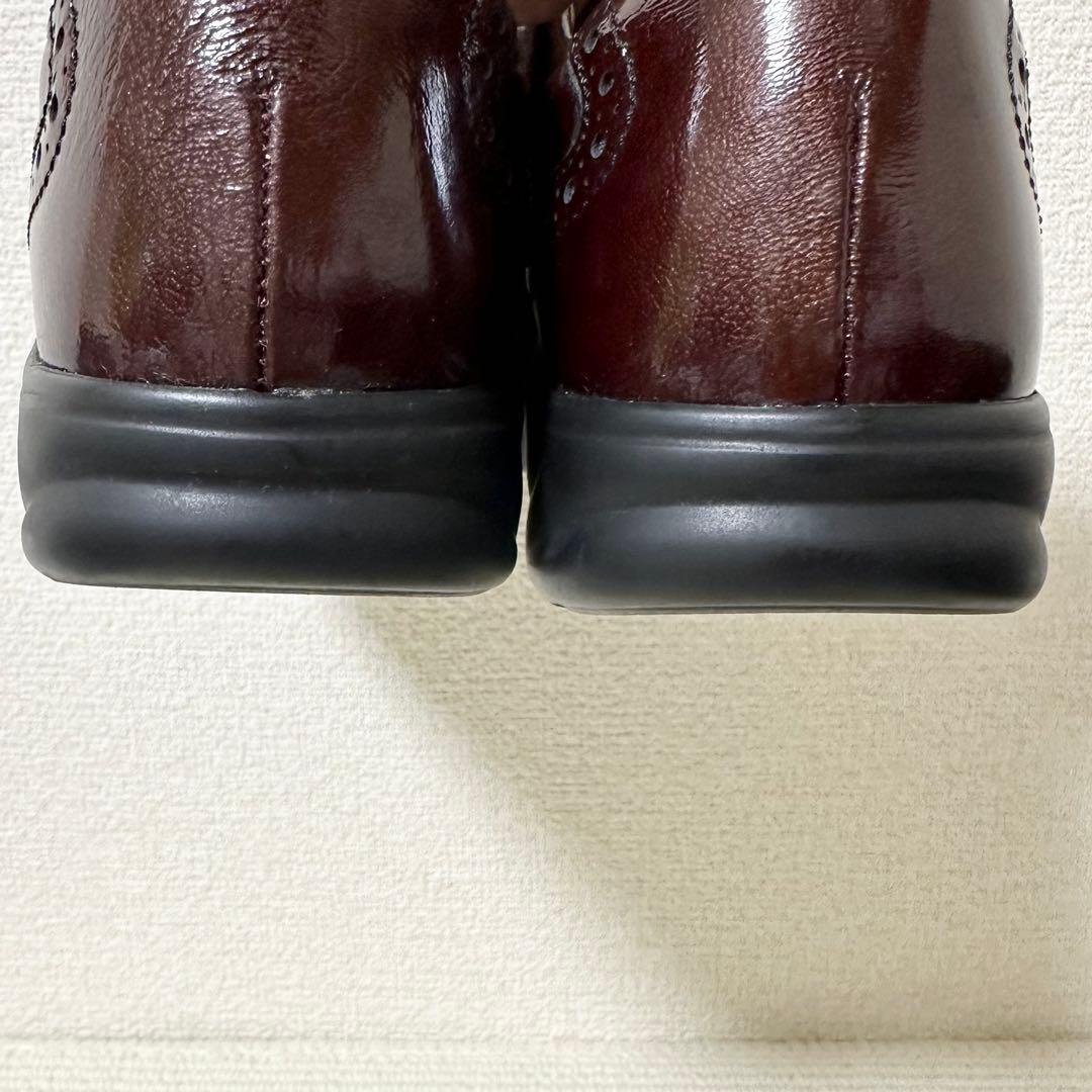 フィンコンフォート レザーシューズ ブラウン系 光沢 レースアップ　スニーカー