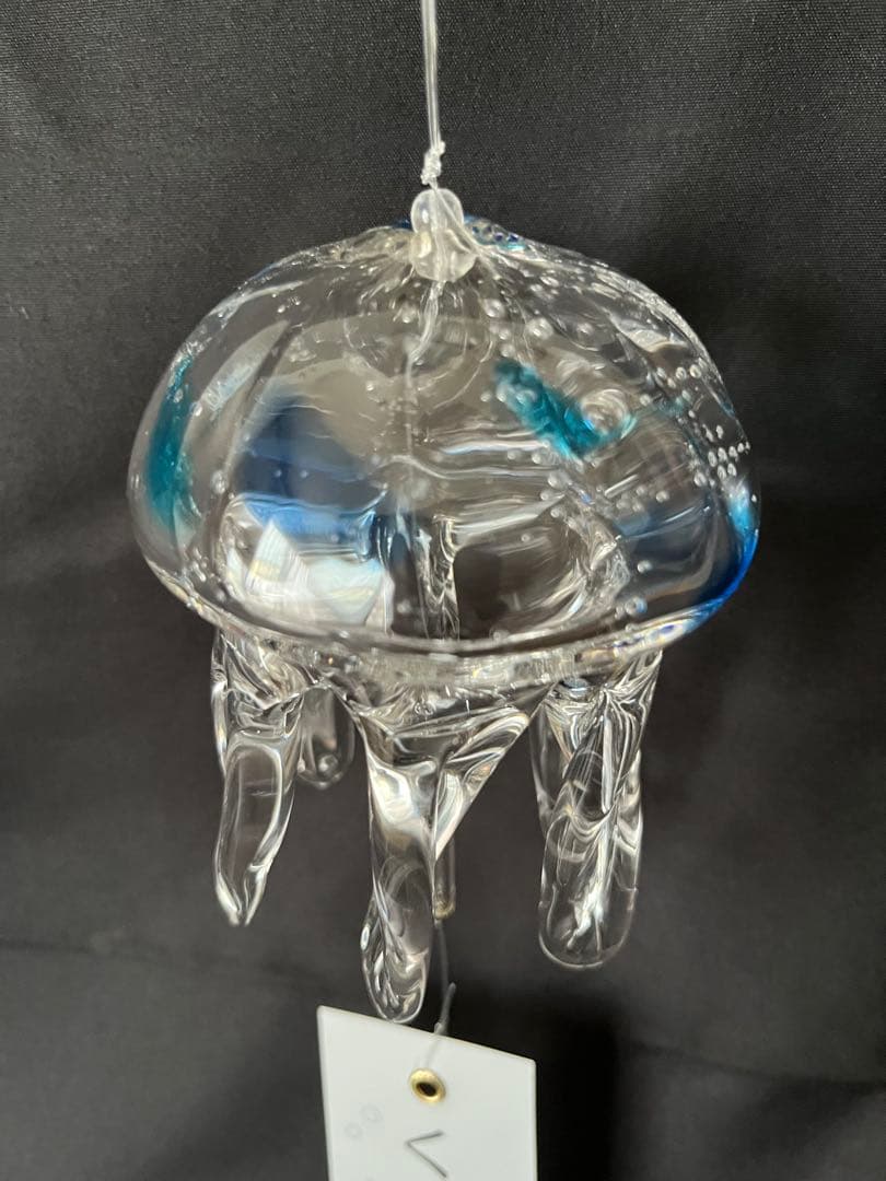 【新品】タクグラス TAKU GLASS 弥彦クラフト　クラゲ風鈴　クリアブルー