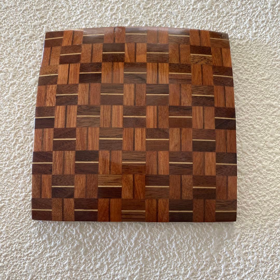 良いね！に感謝のお値引き【寄木細工】無垢材　4寸銘々皿