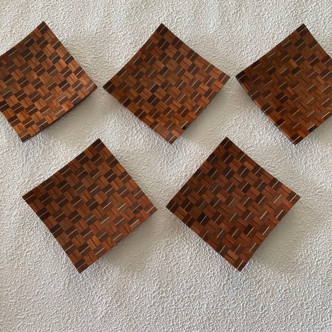 良いね！に感謝のお値引き【寄木細工】無垢材　4寸銘々皿