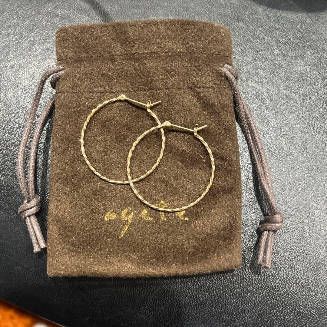 アガットagete 10K ツイストフープピアス