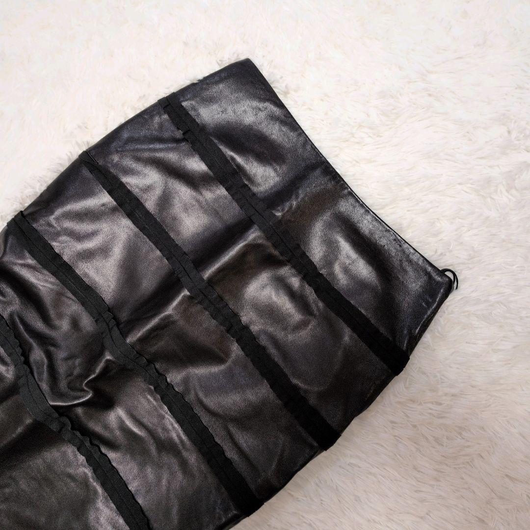 【極美品】フェラガモ☆ティアード　フリル　リアルレザー　マーメイド　スカート