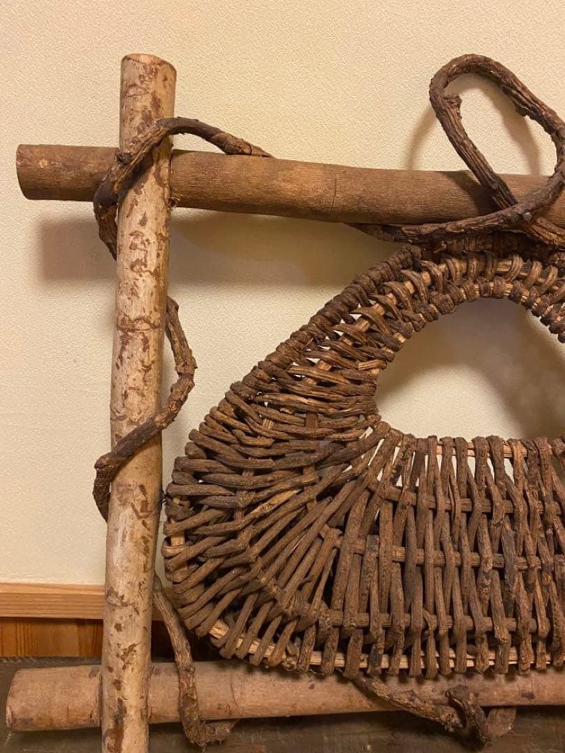 694 自然素材　看板　葡萄籠　葡萄籠ツル細工　花生け　ガーデンニング　かご