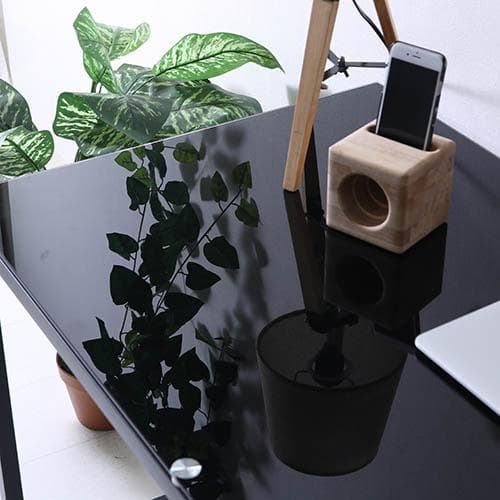 【新品・送料無料】ワークデスク ガラストップ 110×45cm ブラック