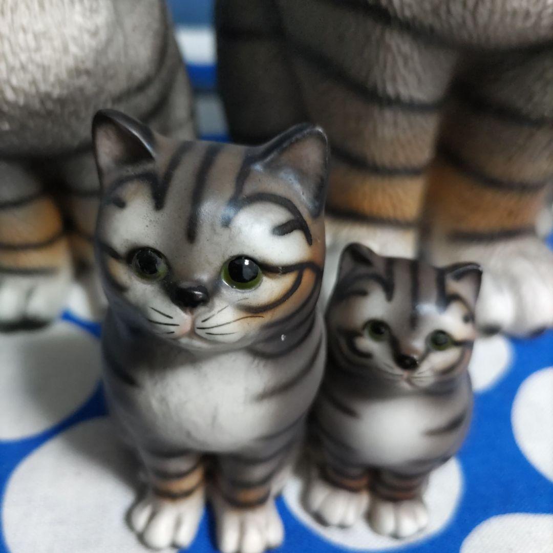 猫　陶器　置物　３点セット