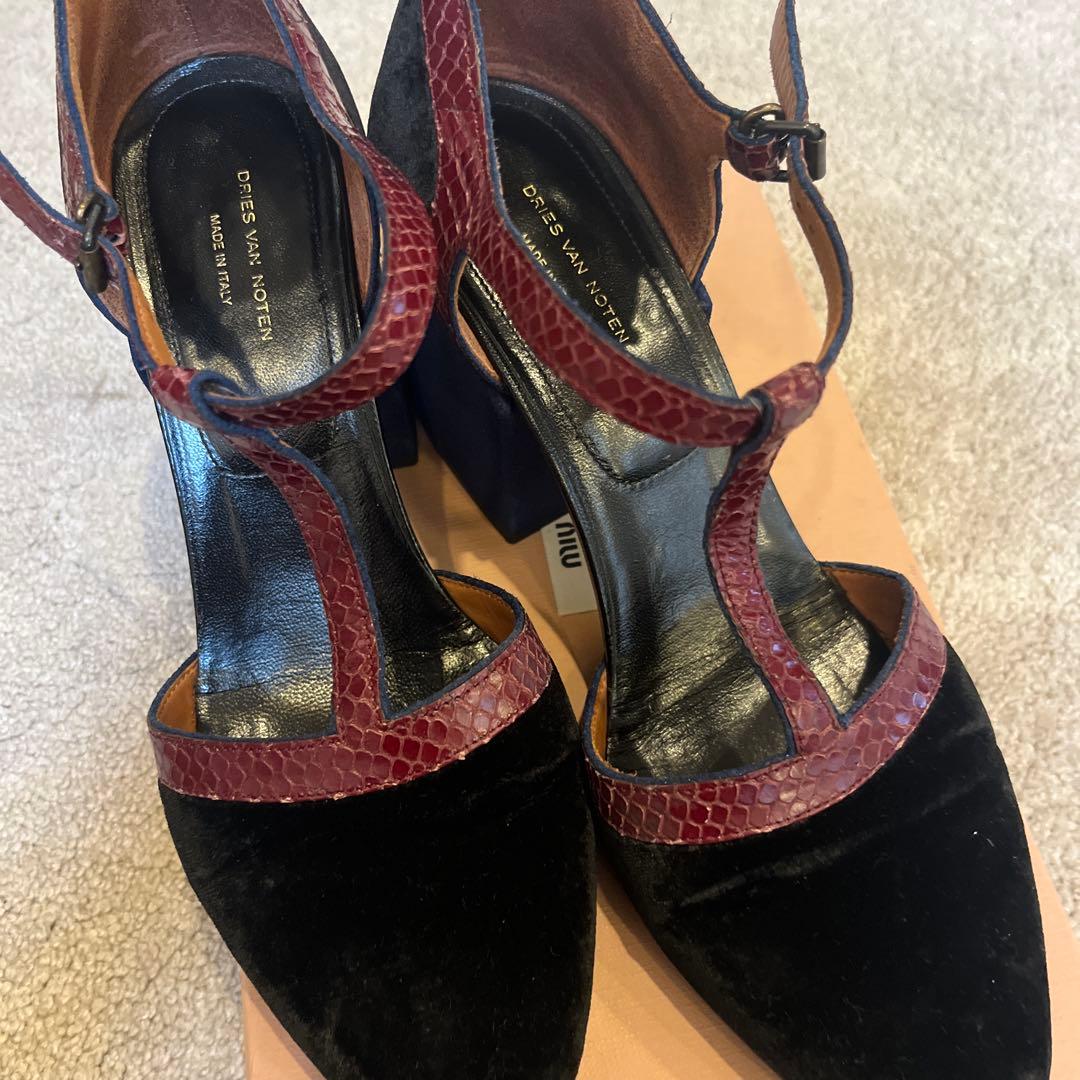 定価10万DRIES VAN NOTEN マルチカラー　ストラップパンプス