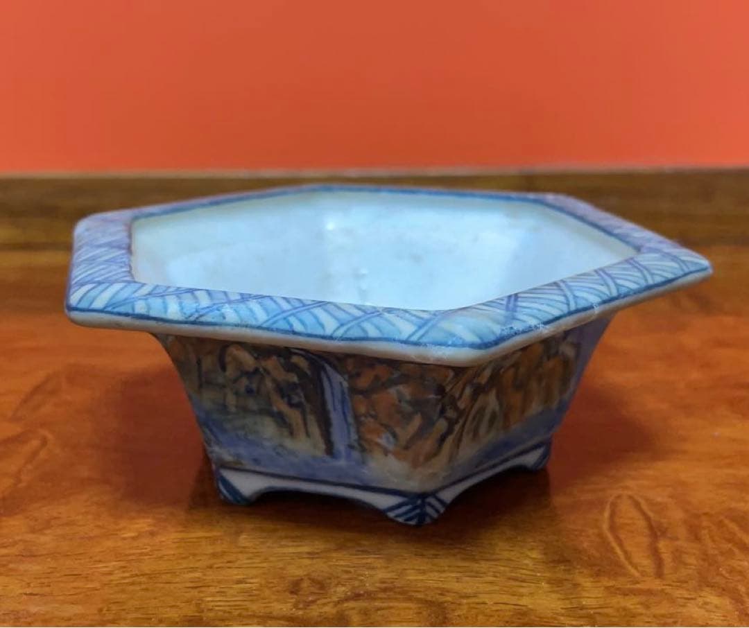 【希少】祥石　盆栽鉢　風景画　烙印　盆栽鉢　ミニ盆栽　盆栽　鉢　盆栽小鉢