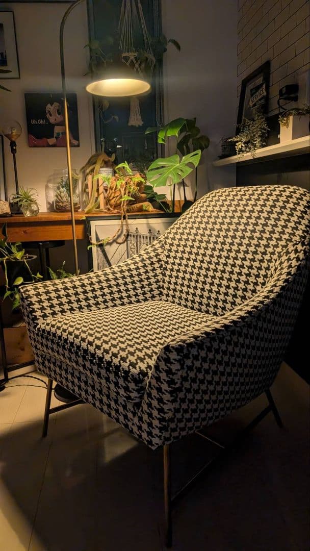 フランフラン　オウゲンチェア(augen chair)　千鳥格子柄