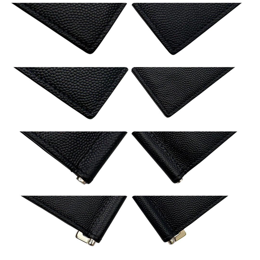 極美品 サンローラン マネークリップ キャビアスキン 財布 札入れ カード 黒色